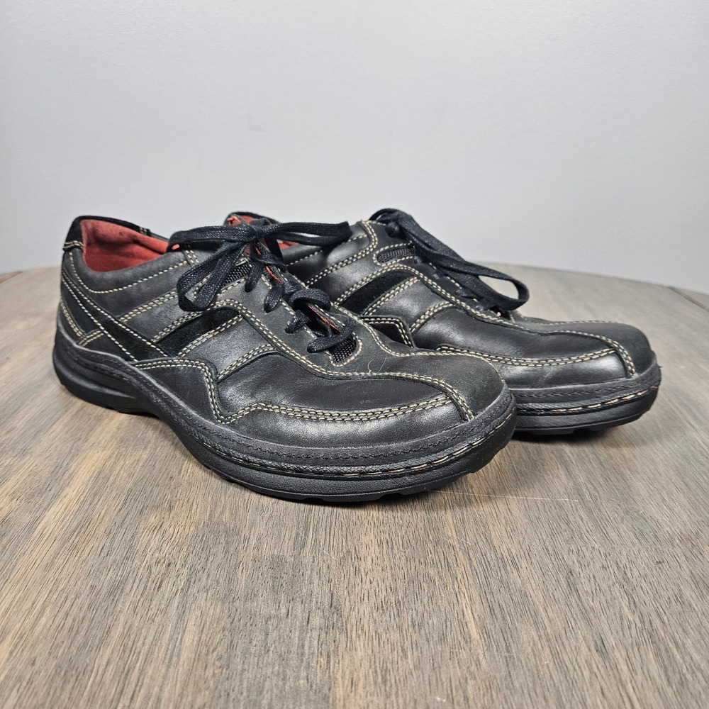 Clarks‎ Mens 8.5M Leather Walking Shoes Lace Up Comfort Casual Everyday Black